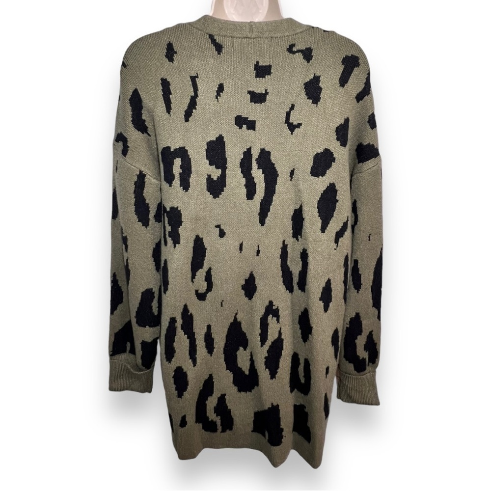 ZESICA Women’s Long Sleeve Open Front Leopard Print Cardigan Green Size Large - Picture 3 of 9